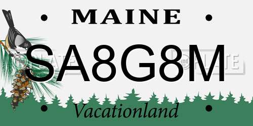SA8G8M Maine License Plate