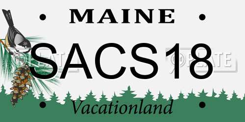 SACS18 Maine License Plate