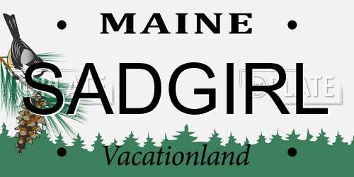 SADGIRL Maine License Plate