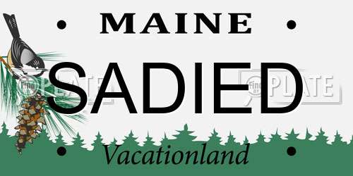 SADIED Maine License Plate