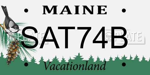 SAT74B Maine License Plate