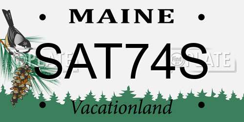 SAT74S Maine License Plate