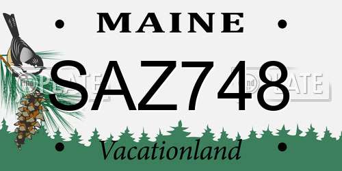 SAZ748 Maine License Plate