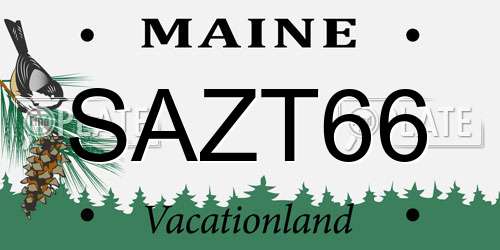 SAZT66 Maine License Plate