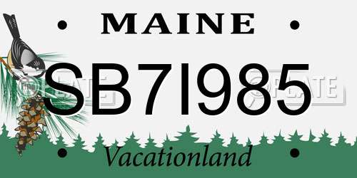 SB7I985 Maine License Plate