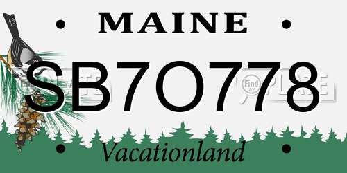 SB7O778 Maine License Plate