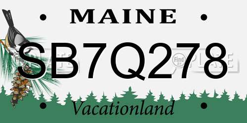 SB7Q278 Maine License Plate