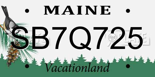 SB7Q725 Maine License Plate