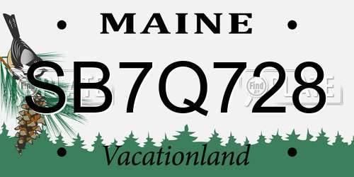 SB7Q728 Maine License Plate