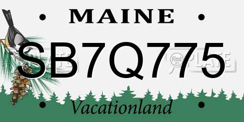 SB7Q775 Maine License Plate