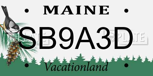SB9A3D Maine License Plate