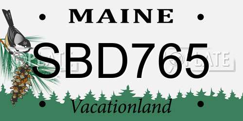 SBD765 Maine License Plate