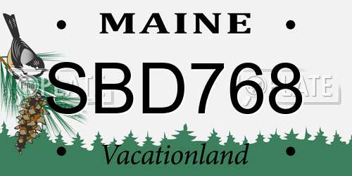 SBD768 Maine License Plate