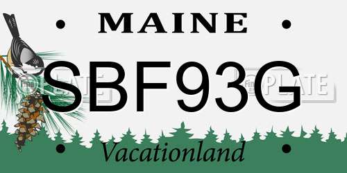 SBF93G Maine License Plate