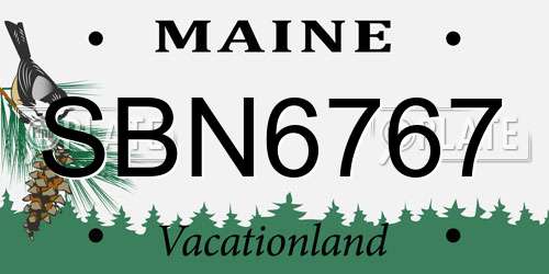 SBN6767 Maine License Plate