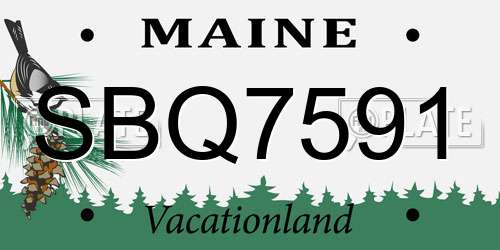 SBQ7591 Maine License Plate