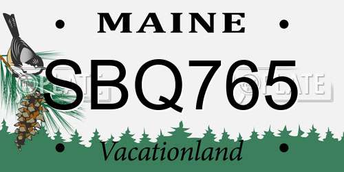 SBQ765 Maine License Plate