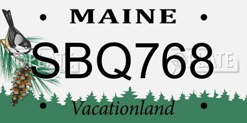 SBQ768 Maine License Plate