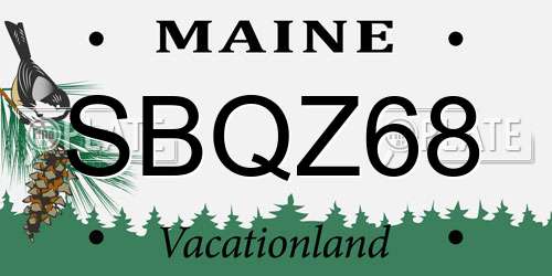 SBQZ68 Maine License Plate