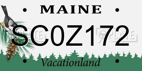 SC0Z172 Maine License Plate