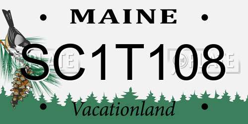 SC1T108 Maine License Plate