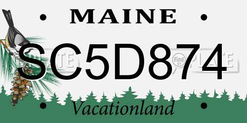 SC5D874 Maine License Plate