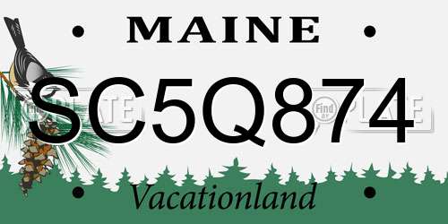 SC5Q874 Maine License Plate