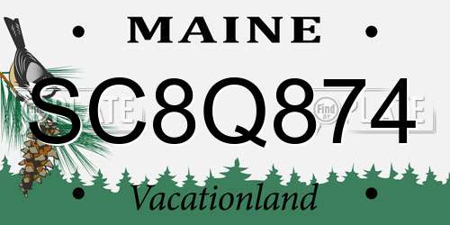 SC8Q874 Maine License Plate