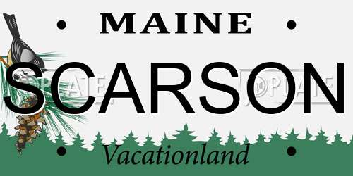 SCARSON Maine License Plate