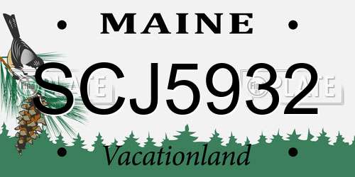 SCJ5932 Maine License Plate