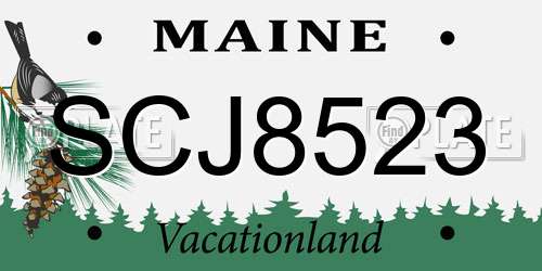 SCJ8523 Maine License Plate