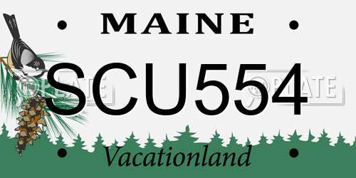 SCU554 Maine License Plate