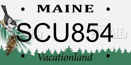 SCU854 Maine License Plate