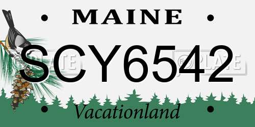 SCY6542 Maine License Plate