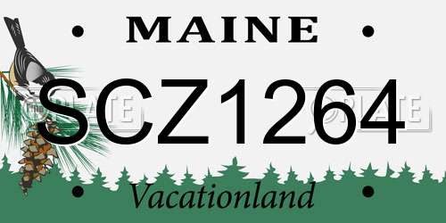 SCZ1264 Maine License Plate