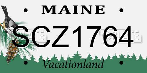 SCZ1764 Maine License Plate