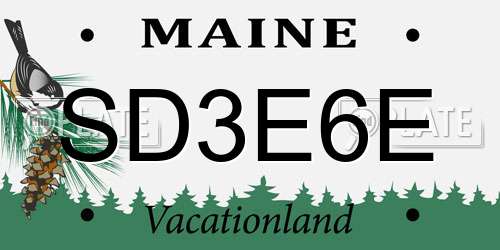 SD3E6E Maine License Plate