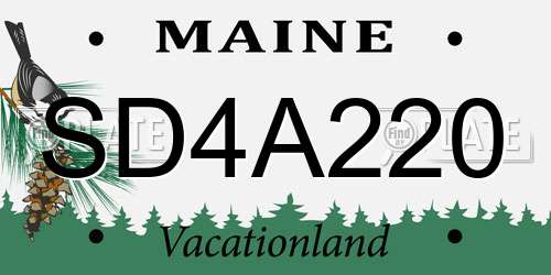 SD4A220 Maine License Plate
