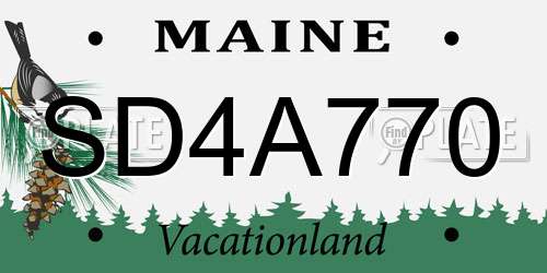 SD4A770 Maine License Plate