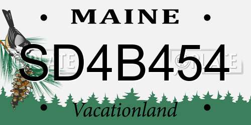 SD4B454 Maine License Plate