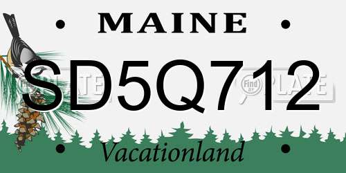 SD5Q712 Maine License Plate