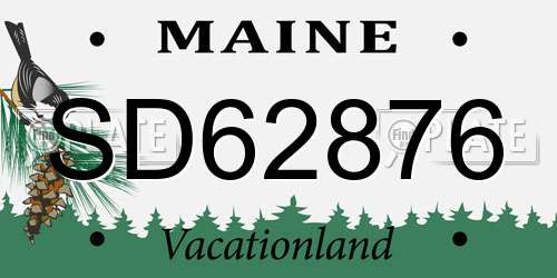 SD62876 Maine License Plate