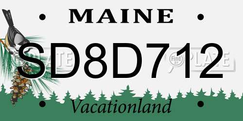 SD8D712 Maine License Plate
