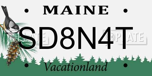 SD8N4T Maine License Plate
