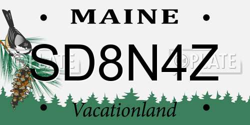 SD8N4Z Maine License Plate