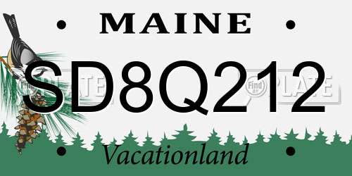 SD8Q212 Maine License Plate