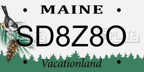 SD8Z8O Maine License Plate