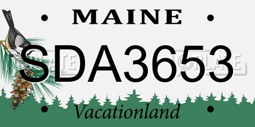 SDA3653 Maine License Plate