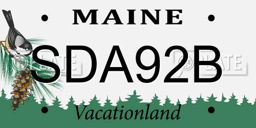 SDA92B Maine License Plate