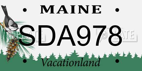 SDA978 Maine License Plate